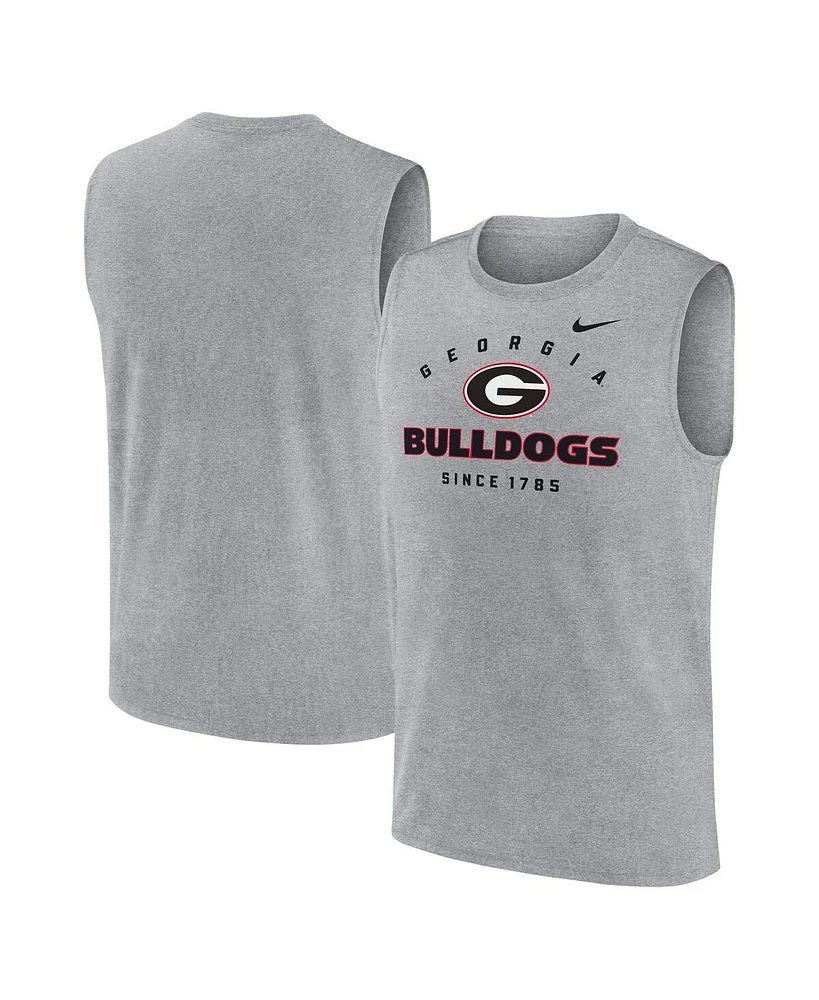 Nike Men's Heather Gray Georgia Bulldogs Primetime Legend Lock Up Performance Muscle Tank Top