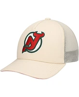 Mitchell & Ness Men's Cream New Jersey Devils Foam Front Trucker Adjustable Hat