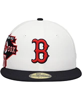 New Era Men's White/Navy Boston Red Sox Major Sidepatch 59FIFTY Fitted Hat