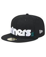 New Era Men's Black Seattle Mariners Checkered Undervisor 59FIFTY Fitted Hat