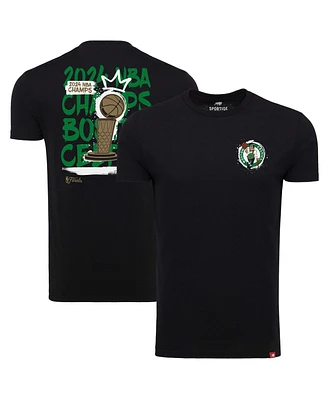 Sportiqe Men's Black Boston Celtics 2024 Nba Finals Champions King of the Court Comfy Tri-Blend T-Shirt