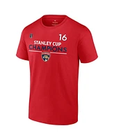 Fanatics Men's Aleksander Barkov Red Florida Panthers 2024 Stanley Cup Champions Authentic Pro Name Number T-Shirt