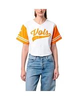 Established Co. Women's White Tennessee Volunteers Baseball Jersey Cropped T-Shirt