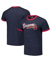 Majestic Threads Men's Navy Atlanta Braves Ringer Tri-Blend T-Shirt