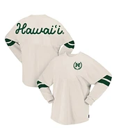 Spirit Jersey Women's Cream Hawaii Rainbow Warriors Oversized T-Shirt