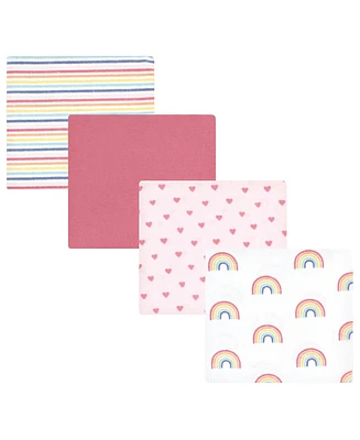 Hudson Baby Infant Girl Cotton Flannel Receiving Blankets, Creative Rainbow, One Size