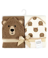 Hudson Baby Cotton Animal Face Hooded Towel, 2-Pack, One