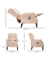 Homcom Vibrating Massage Recliner Chair for Living Room, Reclining Wingback Single Sofa with Heat, Faux Suede Push Back Accent Chair, Cream White