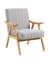 Homcom Accent Chairs with Cushion Living Room Chair with Wood Legs Gray