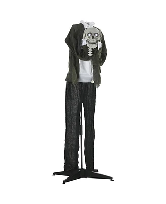 Outsunny 57" Halloween Decoration Hanging Skeleton Ghost Lighted Life Size Animated Prop - Multi