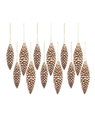 Slickblue Bronze Frosted Pinecone Drop Ornament (Set of 12)