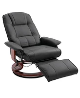 Homcom Faux Leather Reclining Lounge Chair Swivel Recliner Sofa Seat w/ Wooden Base