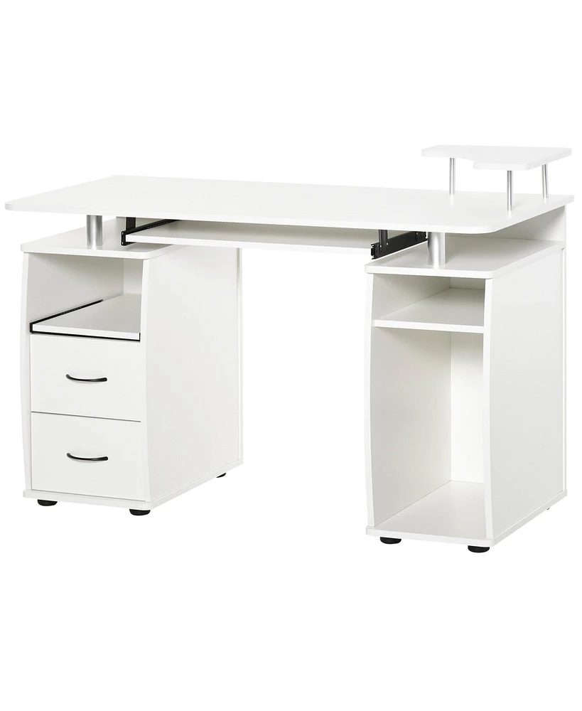 Homcom Computer Office Desk Table Workstation w/Keyboard Tray, & Drawer, White