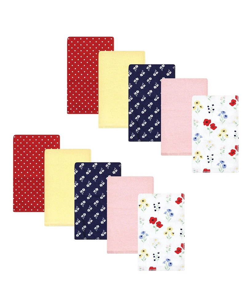 Hudson Baby Infant Girl Cotton Flannel Burp Cloths, Wildflower, One Size - Assorted Pre