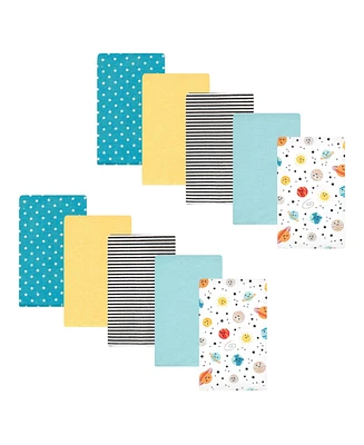 Hudson Baby Infant Boy Cotton Flannel Burp Cloths, Happy Planets Pack