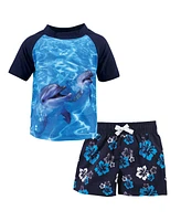 Hudson Baby Boys Swim Rashguard Set Dolphin