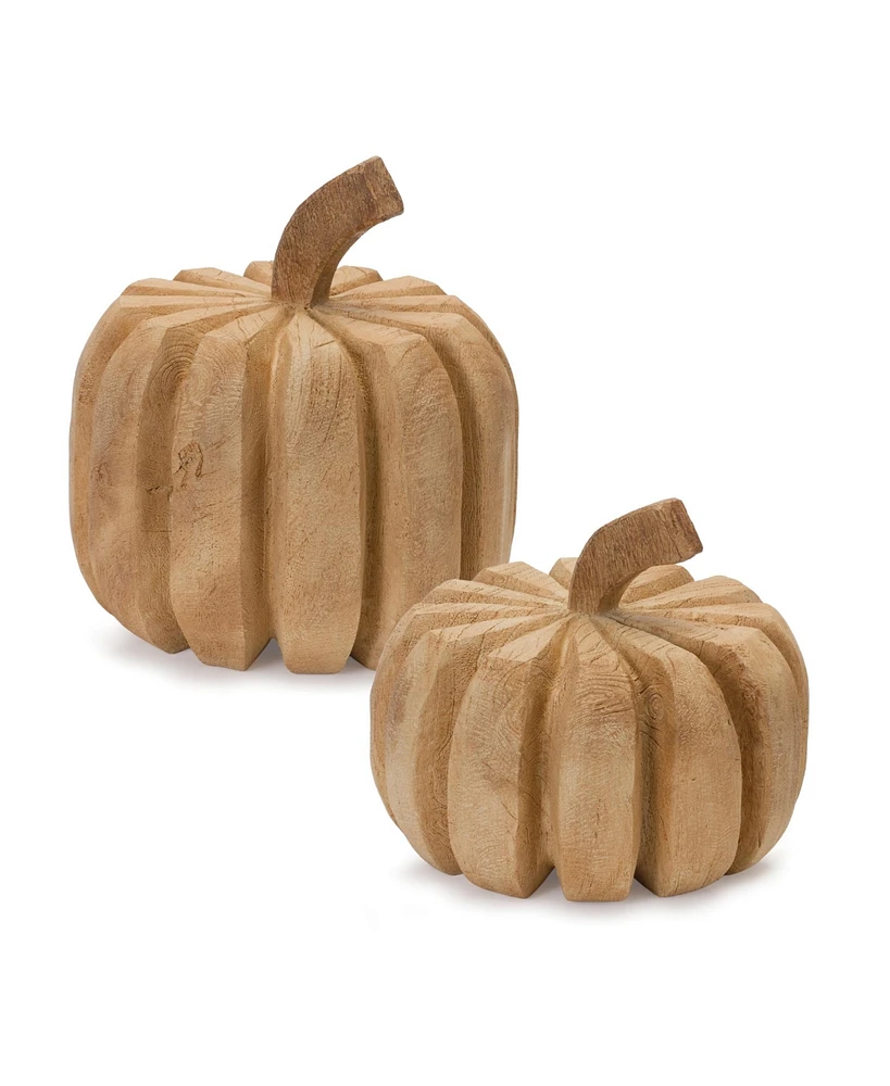 Slickblue Resin Carved Pumpkins (Set of 2)