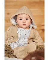 Deux par Baby Boys Sherpa Hooded Zip Jacket Sand