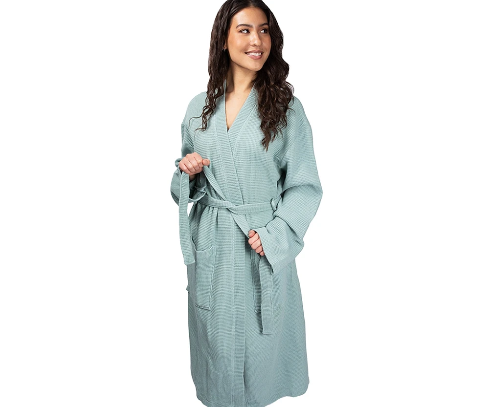 Cariloha Waffle Knit Bath Robe | Tahitian Breeze | Unisex, Large/X-Large | Viscose Material | Soft, Comfortable, & Wicks Moisture