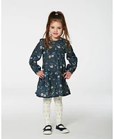 Deux par Big Girls Long Sleeve Muslin Dress Teal Printed Flowers