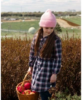 Deux par Toddler Girls Shirt Flannel Dress With Belt Plaid Navy And Pink - Toddler|Child