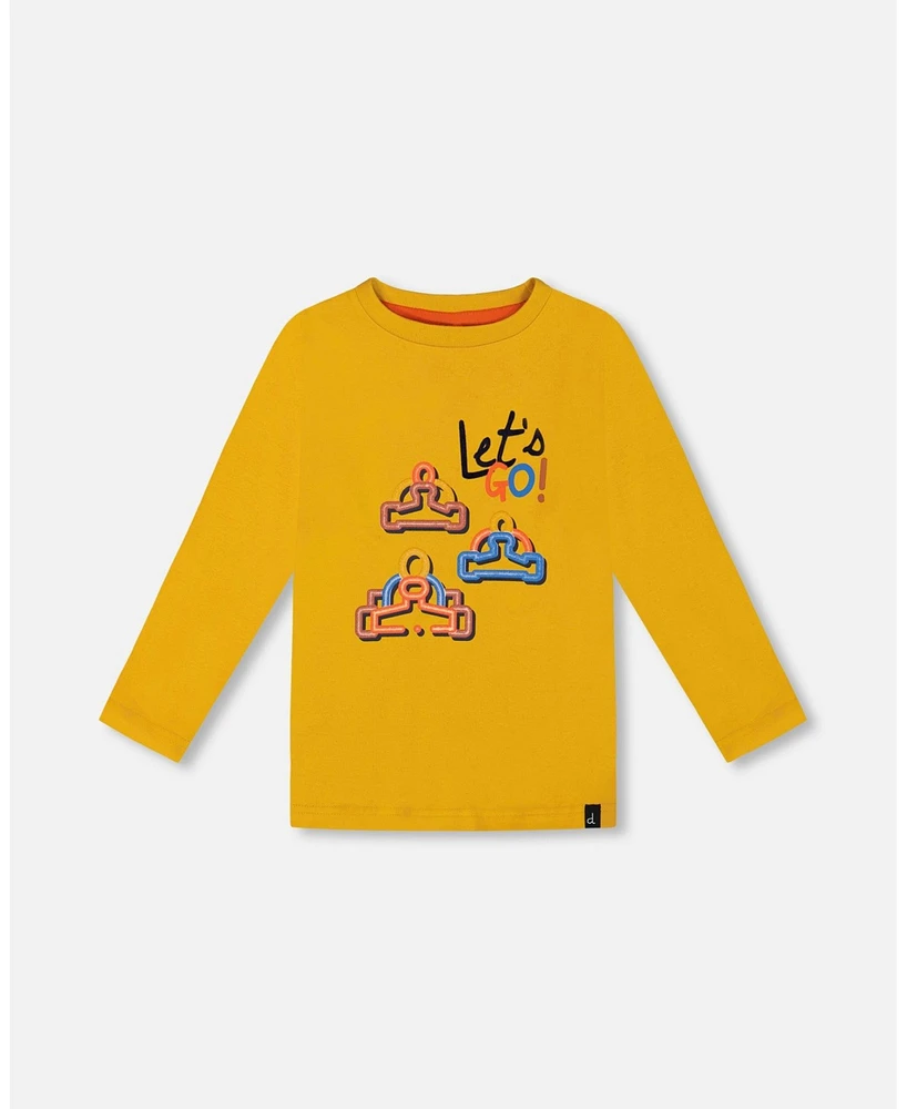 Deux par Baby Boys T-Shirt With Print Mustard Yellow