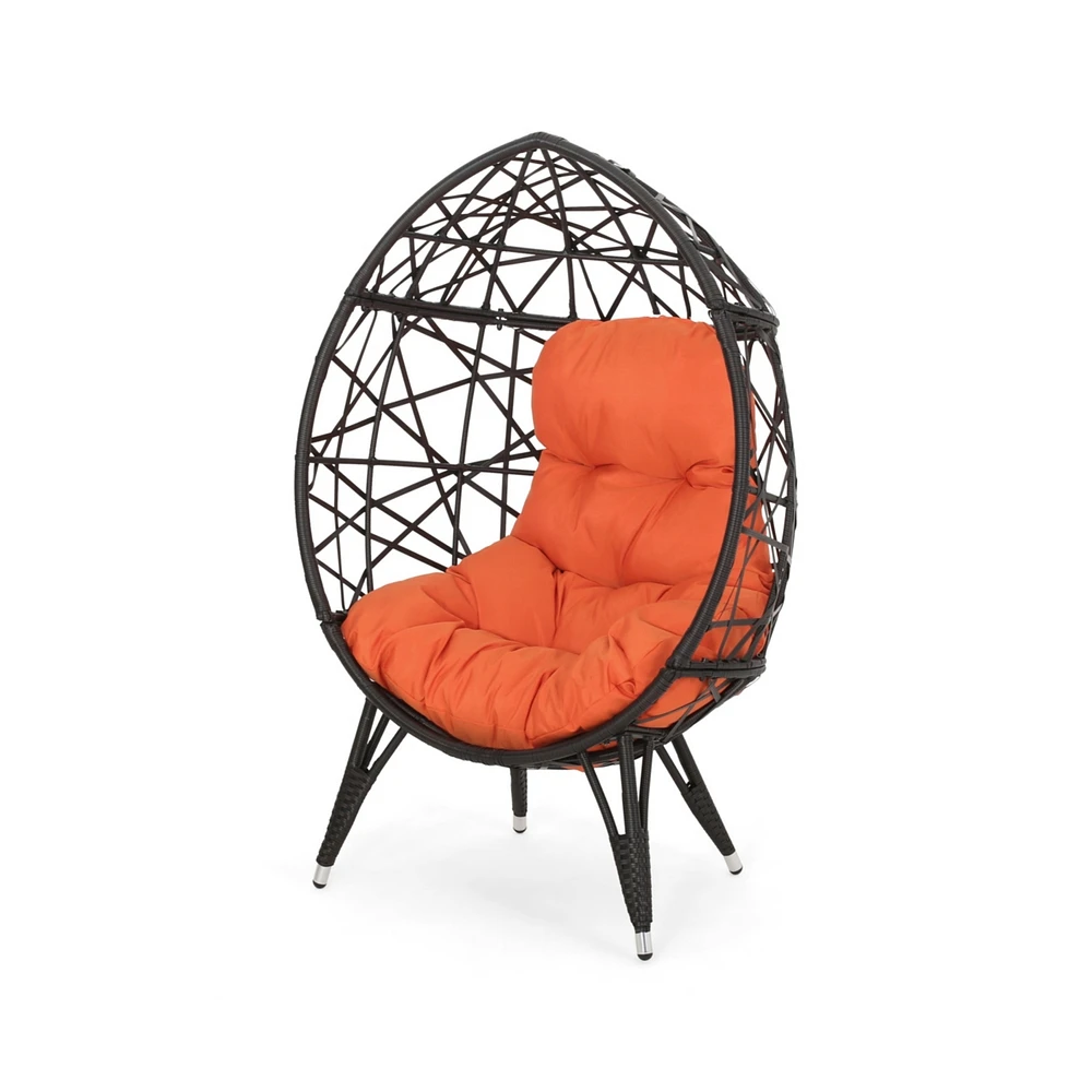 Simplie Fun Stylish & Cozy Teardrop Wicker Chair with Plush Cushion