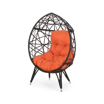 Simplie Fun Stylish & Cozy Teardrop Wicker Chair with Plush Cushion