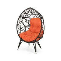 Simplie Fun Stylish & Cozy Teardrop Wicker Chair with Plush Cushion