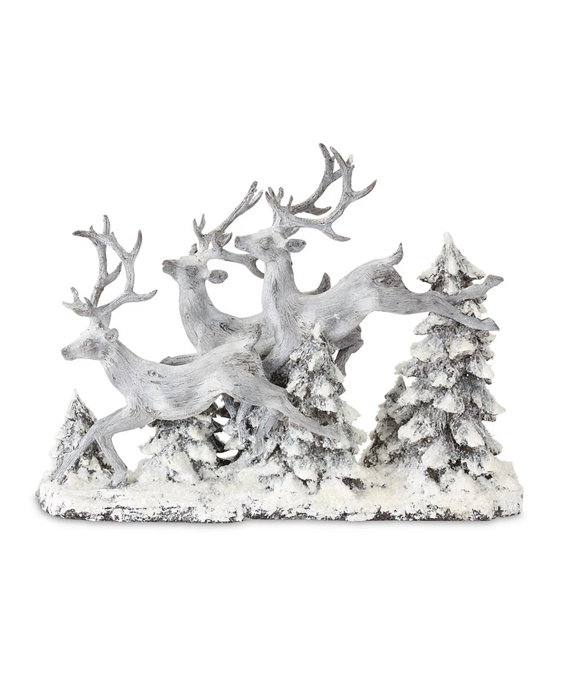 Slickblue Snowy Deer And Trees Tabletop Display 16"l