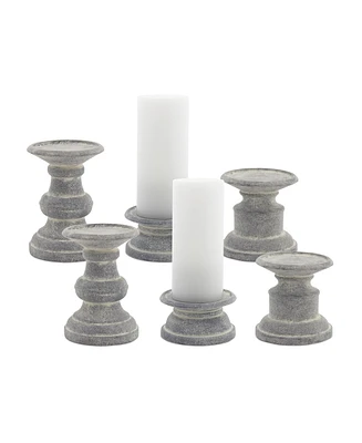 Slickblue Grey Terra Cotta Candle Holder Pillars (Set of 6)