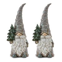 Slickblue Pine Tree Trunk Gnome Statue (Set of 2)