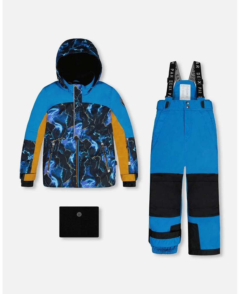 Deux par Little Boys Two Piece Snowsuit Royal Blue Printed Storm - Toddler|Child