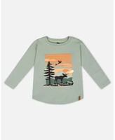 Deux par Big Boys Long Sleeve T-Shirt With Print Sage