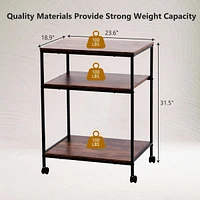 Sugift Large Printer Stand, 23.6" W x 18.9" D x 31.5" H Large Printer Table with Adjustable Storage Shelf, 3 Tier Rolling Printer Cart