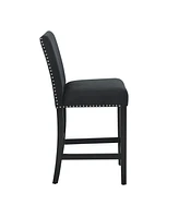 Simplie Fun Contemporary Velvet Counter Stool with Nailhead Trim, Set of 2, Black