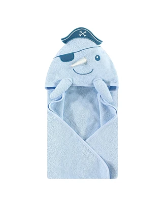 Hudson Baby Infant Boy Cotton Animal Face Hooded Towel, Narwhal, One Size