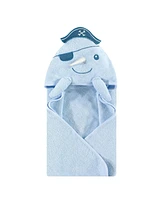 Hudson Baby Infant Boy Cotton Animal Face Hooded Towel, Narwhal, One Size