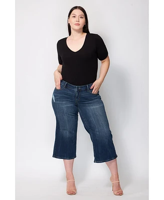 Slink Jeans Plus Mid Rise Wide Leg