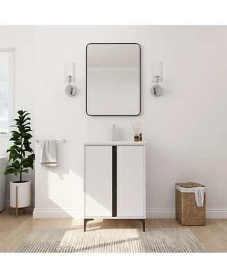 Simplie Fun 24" Freestanding Bathroom Vanity With Ceramic Sink