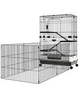 PawHut 45" 4-Level Small Animal Cage with Wheels, Black