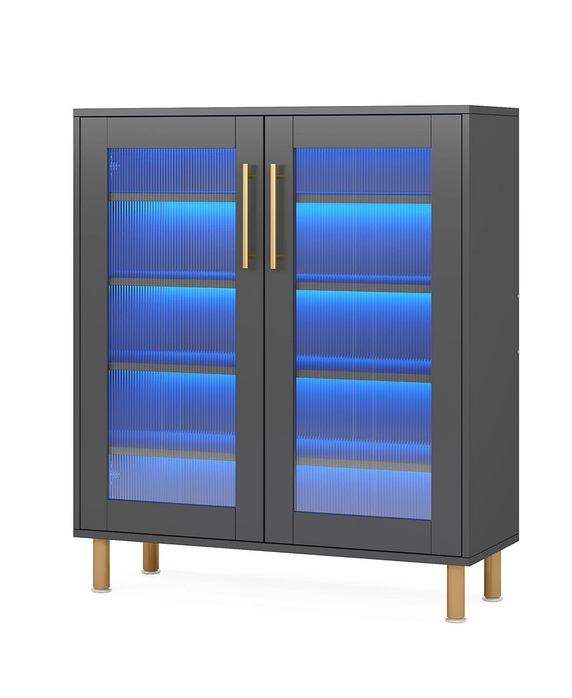 Tribesigns Shoe Cabinet with Acrylic Doors and Led Light