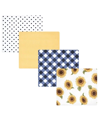 Hudson Baby Infant Girls Cotton Flannel Receiving Blankets, Sunflower, One Size