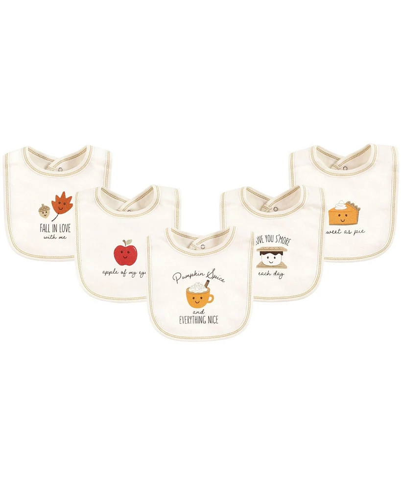 Touched by Nature Unisex Baby Organic Cotton Bibs, Fall Food, One Size