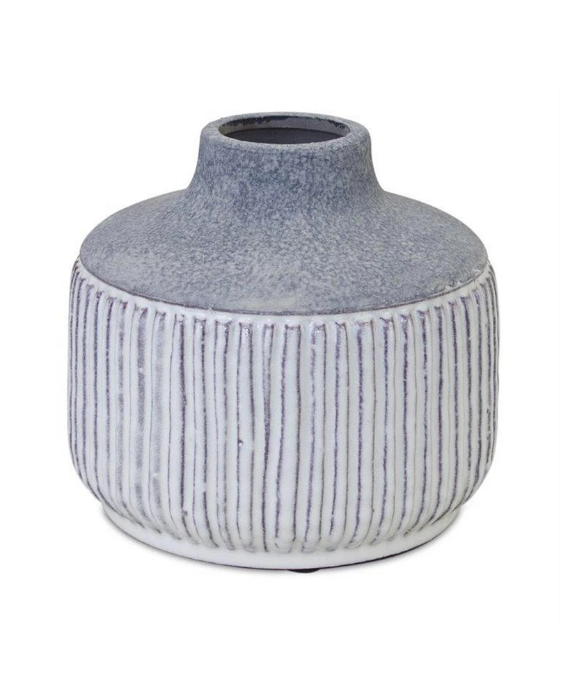 Slickblue Modern Grey Terra Cotta Vase With Glazed Accent