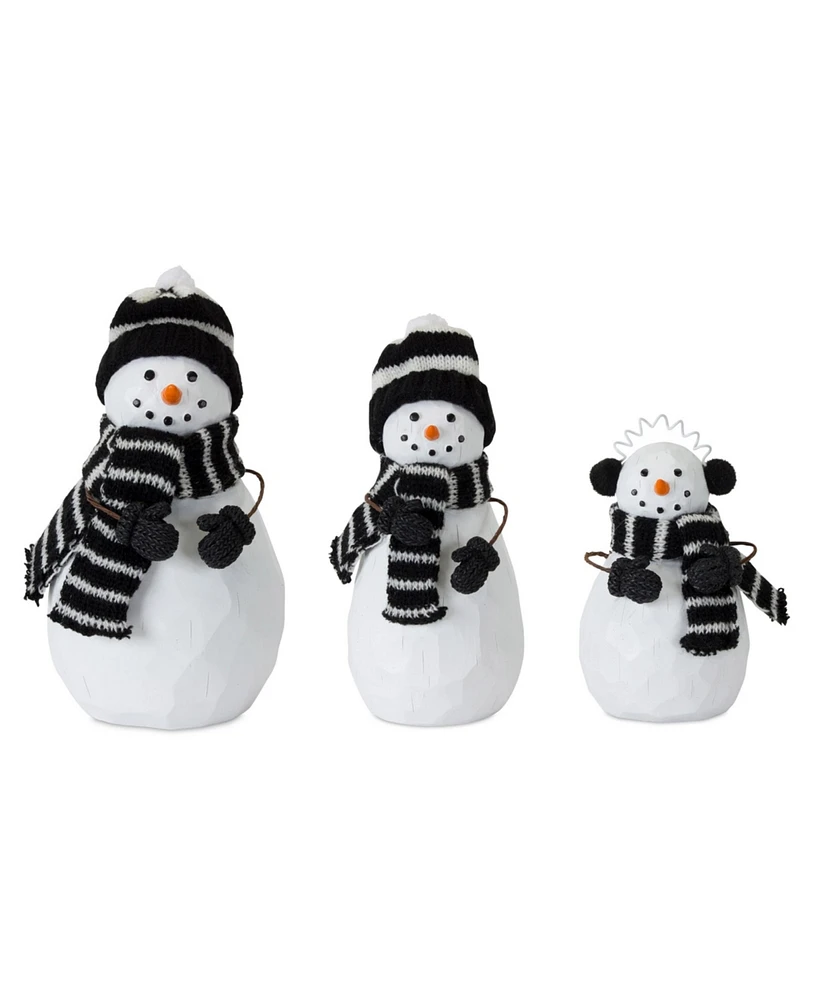 Slickblue Holiday Snowman Family Figurine With Hat And Scarf Accent (Set of 3)