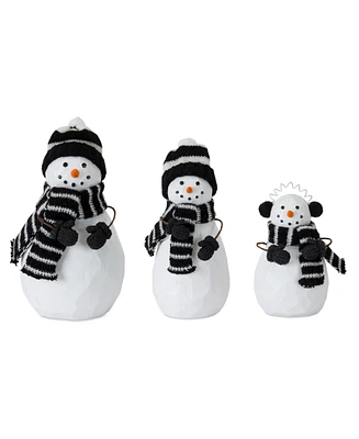 Slickblue Holiday Snowman Family Figurine With Hat And Scarf Accent (Set of 3)