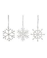 Slickblue Jewel Metal Snowflake With Ribbon Hanger (Set of 12)