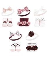 Hudson Baby Baby Girls Headband and Socks Set, Rose, 0-9 Months