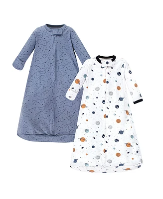 Hudson Baby Baby Boys Hudson Cotton Long-Sleeve Wearable Sleeping Bag, Sack, Blanket, Space, 3-9 Months